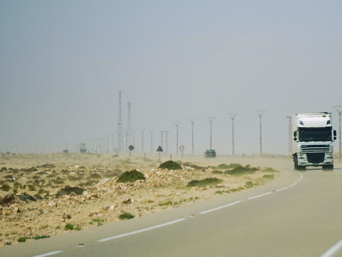 Truck on a desert highway