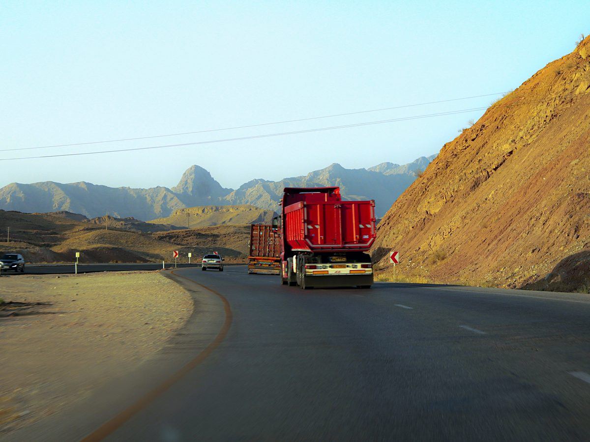 Truck on a mountain highway in the GCC
